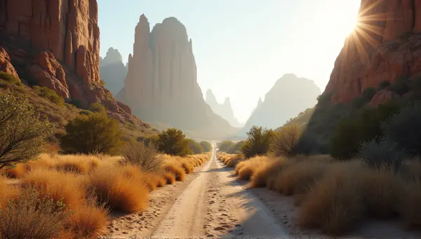 Narrow Pathway With Stone Monoliths At Dawn