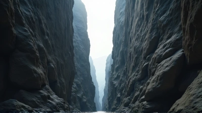 Narrow Vertical Cliff Crevice From Below