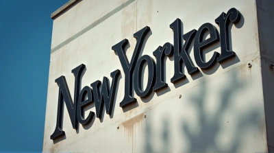 New Yorker Logo On Concrete Wall Under Blue Sky