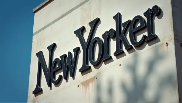 New Yorker Logo On Concrete Wall Under Blue Sky