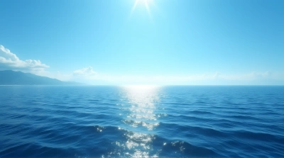 Ocean Landscape With Sunlit Ripples And Distant Coastline
