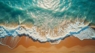 Ocean Water Meeting Textured Wet Earth Top-Down