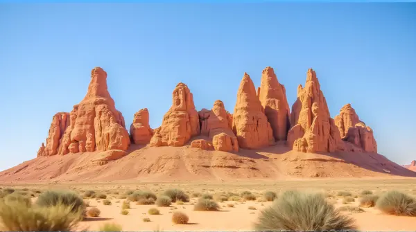 Ochre Cliffs Rising Under Clear Blue Sky