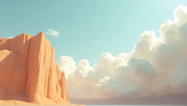 Ochre Escarpment With Soft Ivory Clouds