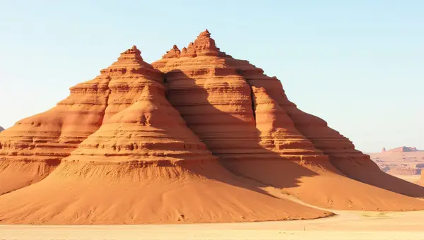 Ochre Sedimentary Cliffs Under Clear Sky