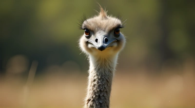 Ostrich Close-Up With Textured Plumage