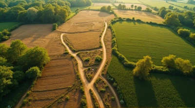 Overhead View Of Earthy Plots And Dirt Paths