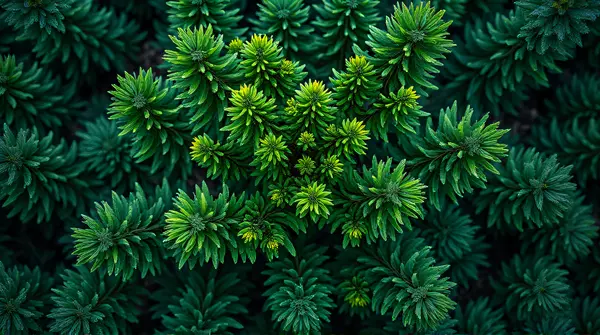 Overhead View of Lush Foliage Patterns