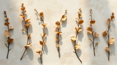 Overhead View Of Scattered Foliage On Stone Pavement