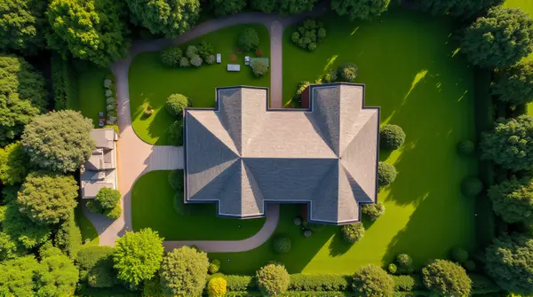 Overhead View Single Roof Garden Layout