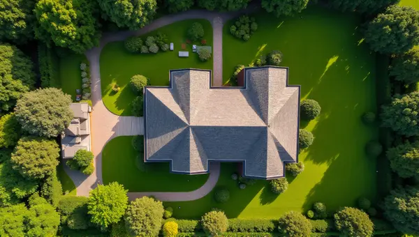 Overhead View Single Roof Garden Layout