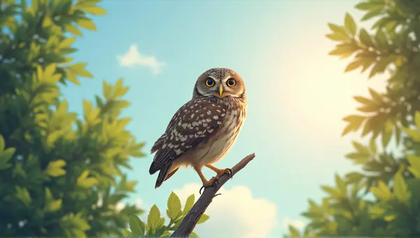 Owl Resting Calmly Amid Green Canopy