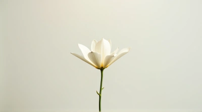 Pale Blossom In Minimalist Setting With Veins