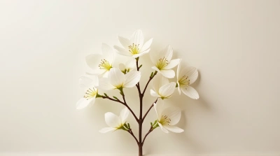 Pale Blossoms Cluster With Slender Branches