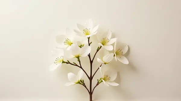 Pale Blossoms Cluster With Slender Branches