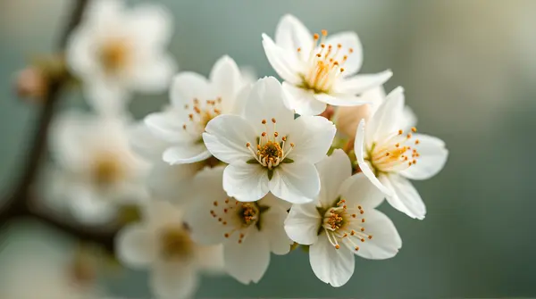 Extreme close-up of pale flower showing intricate texture and structure against a blurred natural backdrop