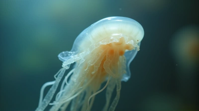 Pale Gelatinous Creature With Tentacles Closeup