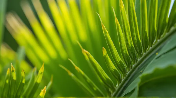 Palm Frond Close-Up With Serrated Edges Texture