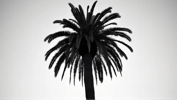 Palm Tree Silhouette With Detailed Fronds