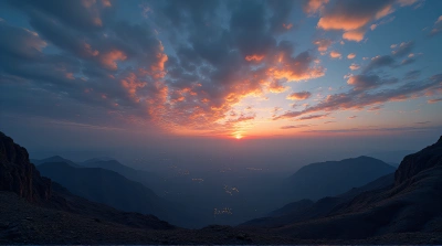 Panoramic Landscape With Colorful Cloudscape And Rugged Terrain