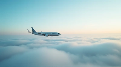 Passenger Airplane Soaring Through Vapor Formations