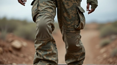 Patterned Tactical Trousers On Rugged Terrain