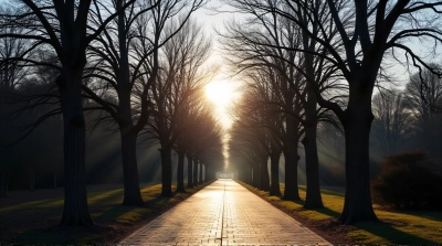 Paved Pathway Between Bare Branches Under Daylight