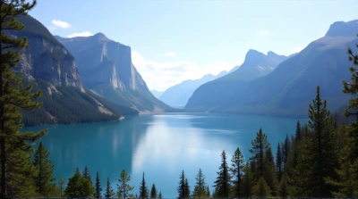 Peaceful Lake Surrounded By Rugged Peaks And Pines