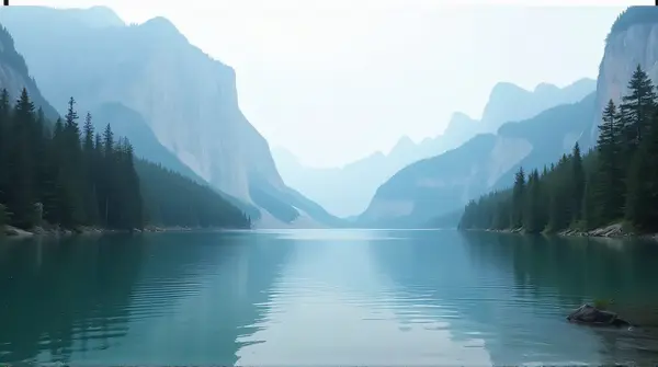 Peaceful Water Scene With Towering Peaks