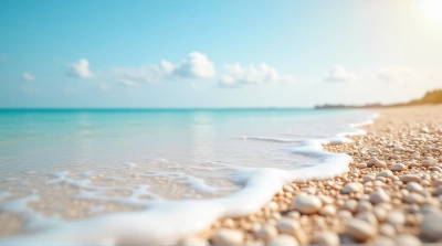 Pebble Shoreline Under Midday Sunlight