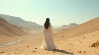 Person In Flowing Clothes Amid Arid Hills
