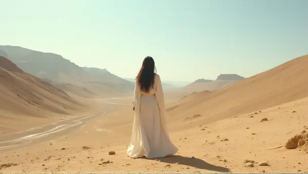 Person In Flowing Clothes Amid Arid Hills
