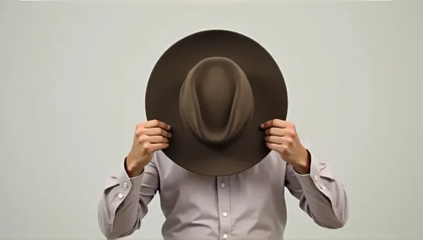 Person Gripping Wide-Brimmed Hat Firmly