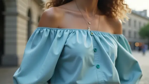 Person In Off-Shoulder Blouse Mid-Motion Urban Scene