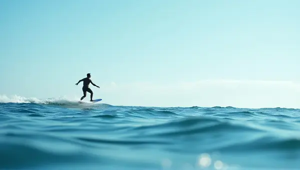 Person Paddleboarding On Calm Blue Water Horizon