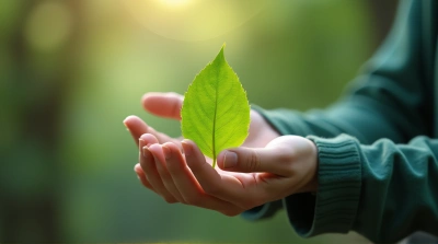 Person Touching Vibrant Emerald Foliage In Soft Daylight