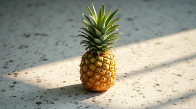 Pineapple On Granite Surface In Bright Light