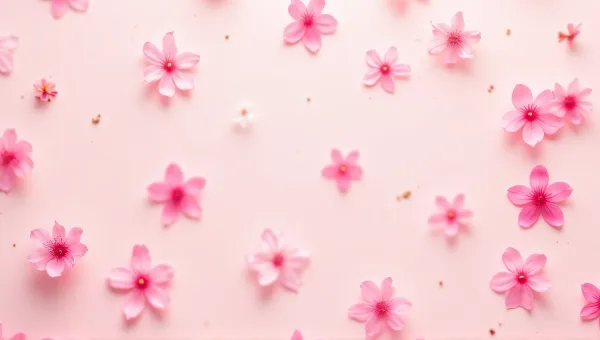 Pink Blossoms On Pale Background Overhead View