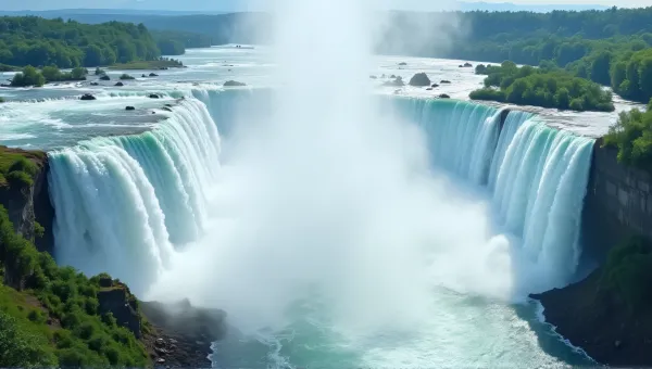 Powerful Waterfall Flowing Into Deep Chasm