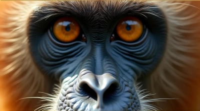 Primate Eyes Close-Up Expressive Wrinkles Texture
