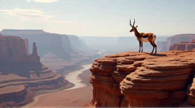 Pronghorn Antelope Standing On Ridge With Sandstone Cliffs