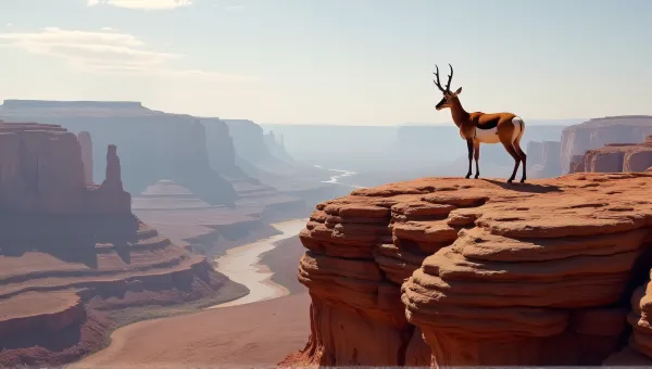 Pronghorn Antelope Standing On Ridge With Sandstone Cliffs