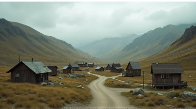 Quiet Village Among Rugged Foothills And Cabins