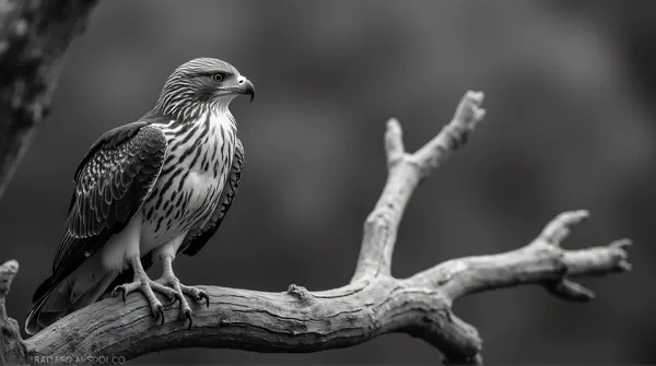 Raptor Close-Up Showing Textured Feathers And Beak