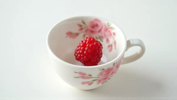 Raspberry On Cup Rim Overhead View