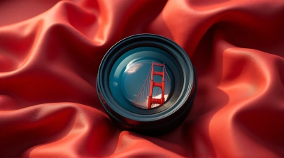 Red Arch Bridge Reflected In Camera Lens
