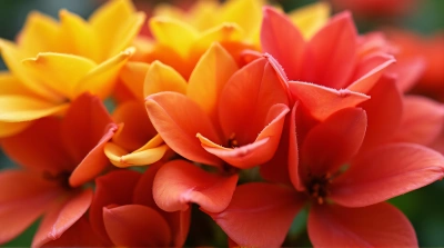 Red And Gold Floral Cluster With Soft Lighting