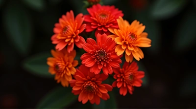 Red Tangerine Blossoms Overhead View