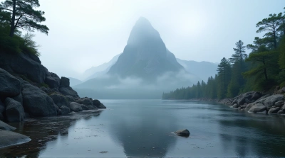 Reflective Lake Below Rugged Rocky Peak