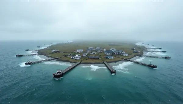 Remote Fishing Settlement With Wooden Docks And Boats